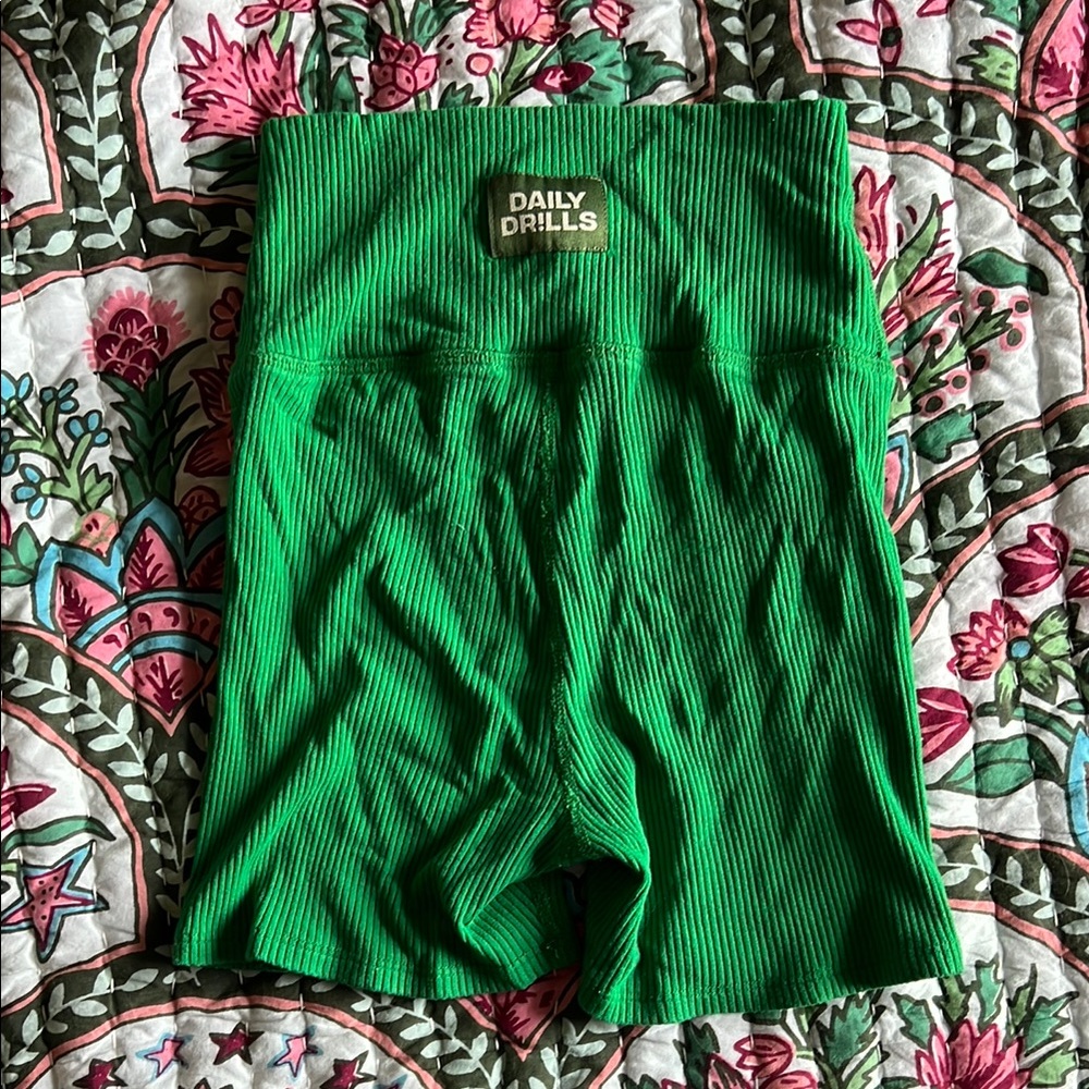 Daily Drills Green Ribbed Shorts